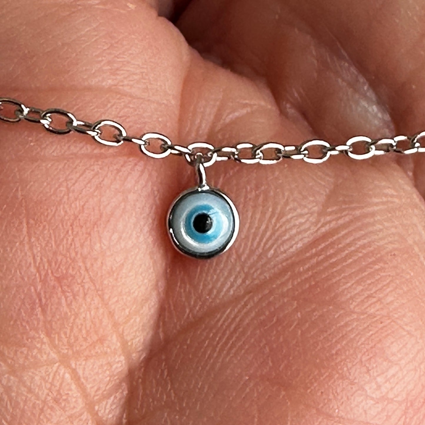 Sterling Silver Evil Eye Dainty Anklet