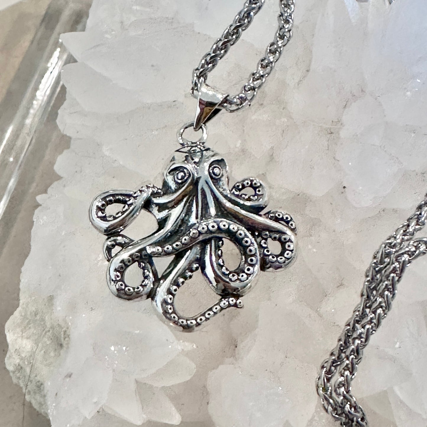 Sterling Silver Octopus Necklace – Oxidized Finish