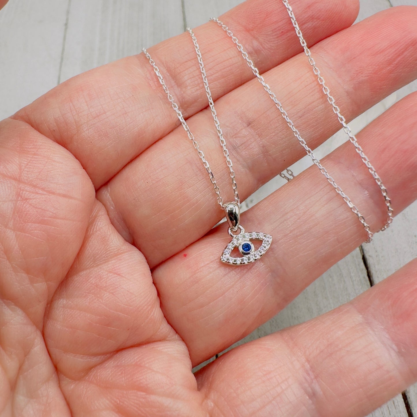 Evil Eye Minimalist Necklace, Dainty, Cz Necklace