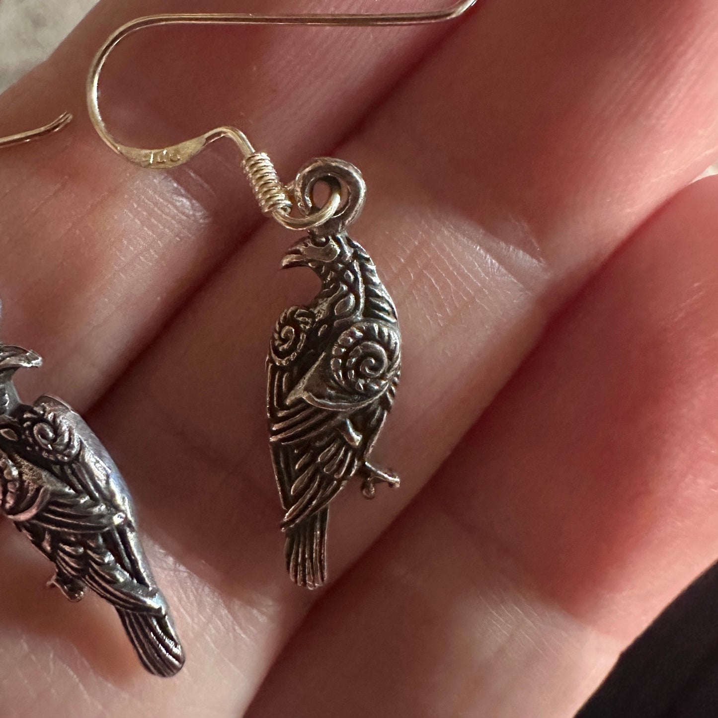 Celtic Raven Sterling Silver Drop Earrings