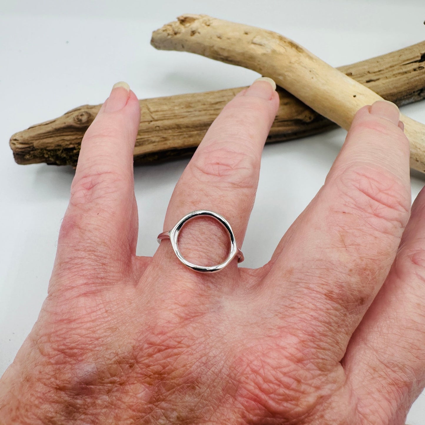 Sterling Silver Modern High Polish Circle Ring