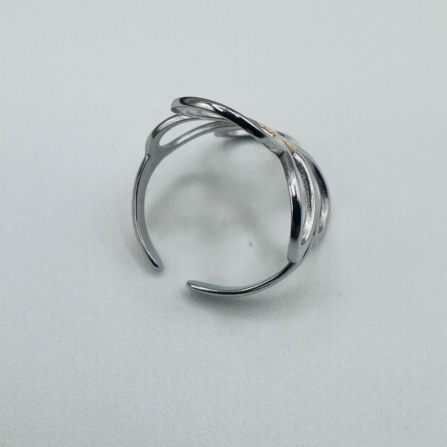 Silver & Gold Flower Statement Ring- Stainless Steel 18K