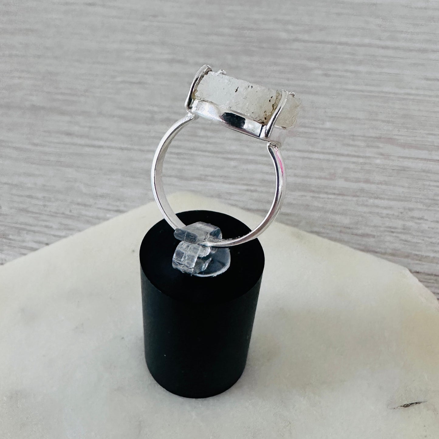 Natural Quartz Stalactite Slice 925 Sterling Silver Ring