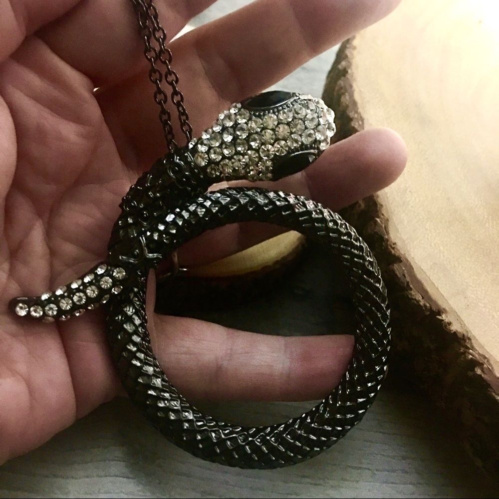 Amrita Singh Snake Gunmetal Austrian Crystal Necklace