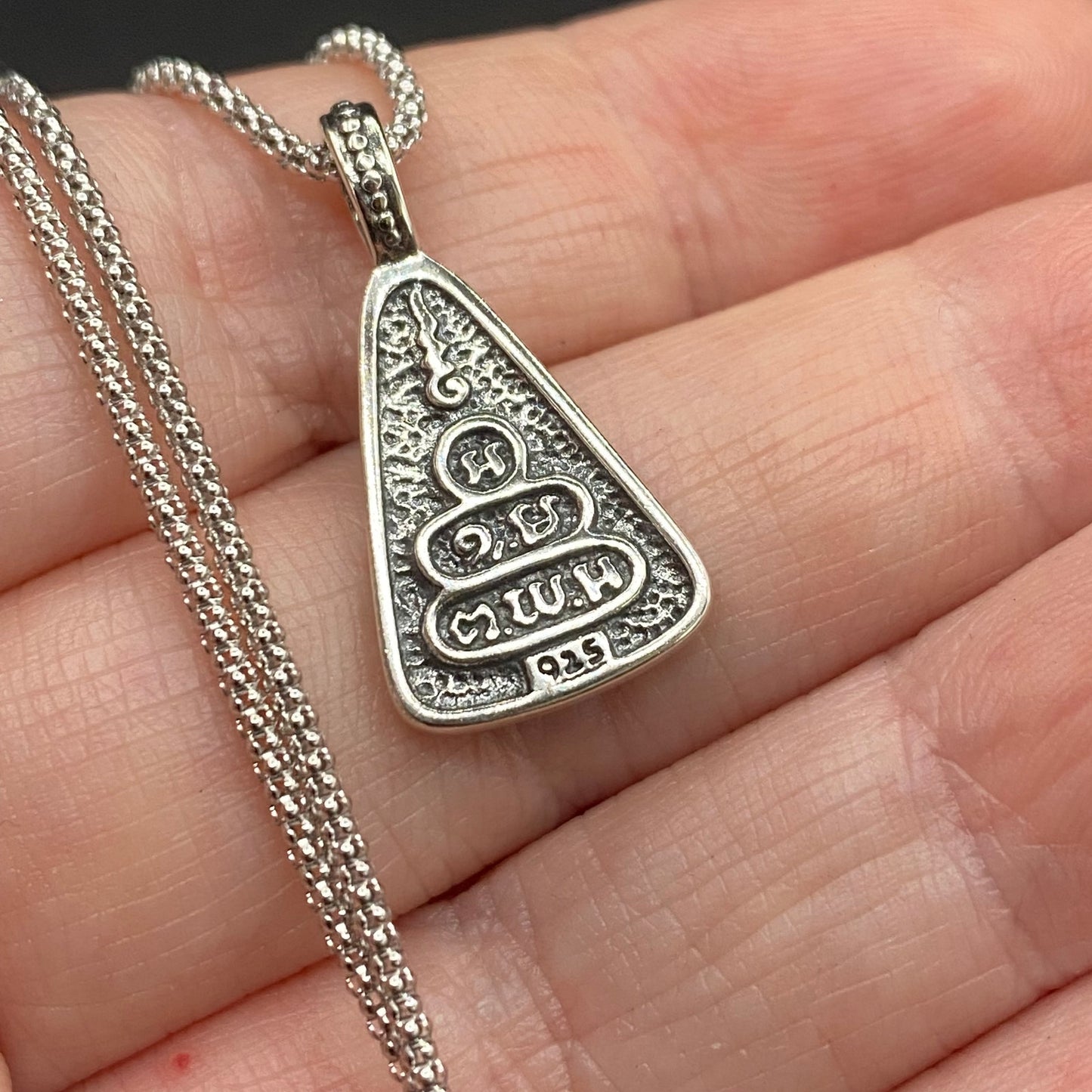 Sterling Silver Buddha Necklace Popcorn Chain