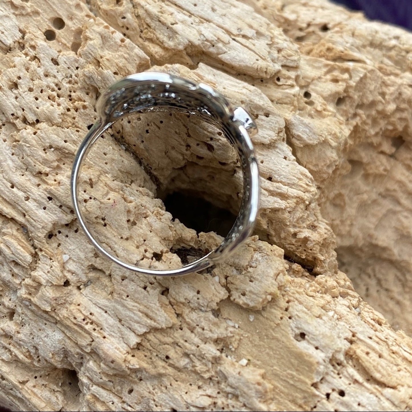 Sterling Silver Filigree CZ Butterfly Ring