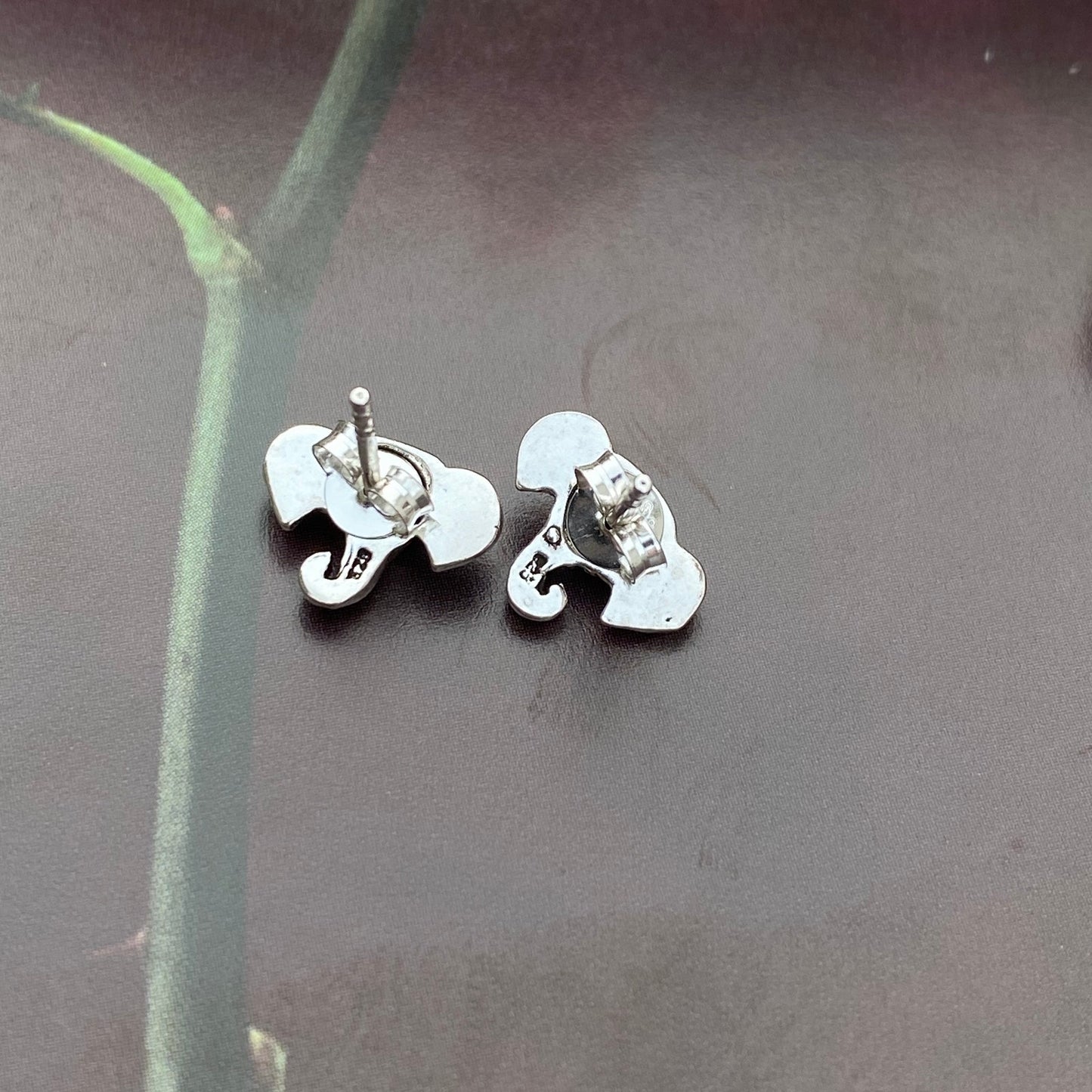 Elephant Head Solid Sterling Silver Stud Earrings