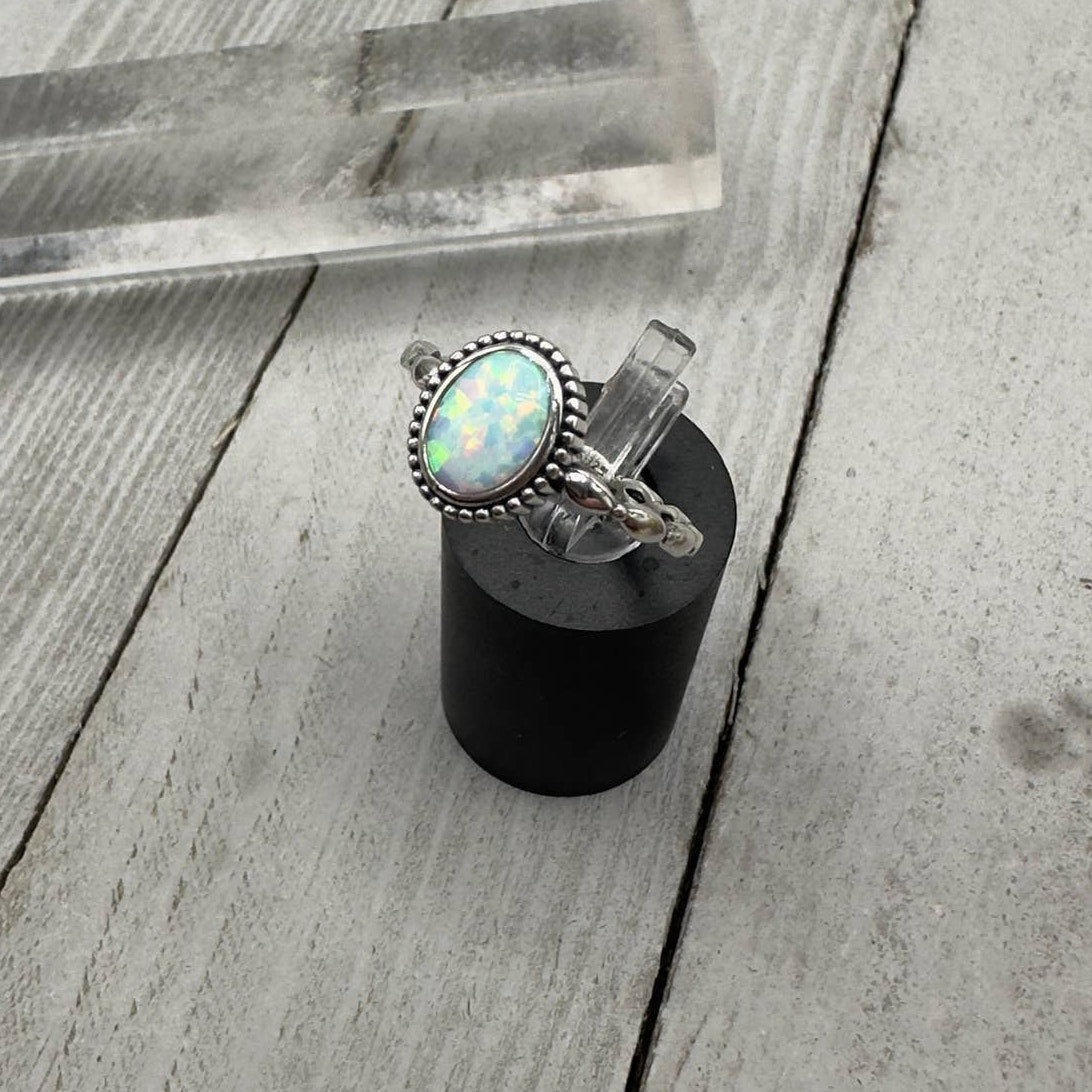 Lab Opal Sterling Silver Ring
