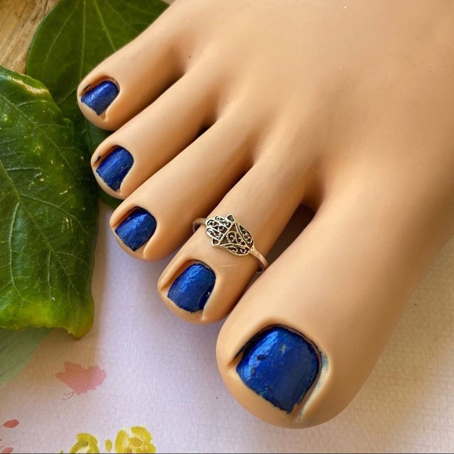 Sterling Silver Hamsa Toe Ring, Hand of God Jewelry, Evil Eye Rings, Religious Ring