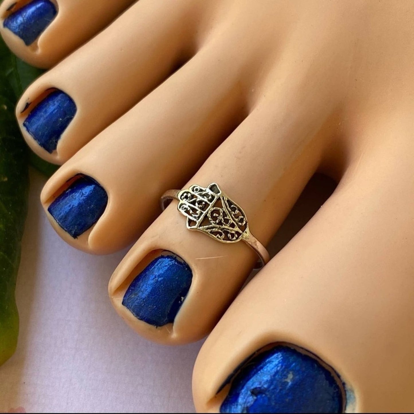 Sterling Silver Hamsa Toe Ring, Hand of God Jewelry, Evil Eye Rings, Religious Ring