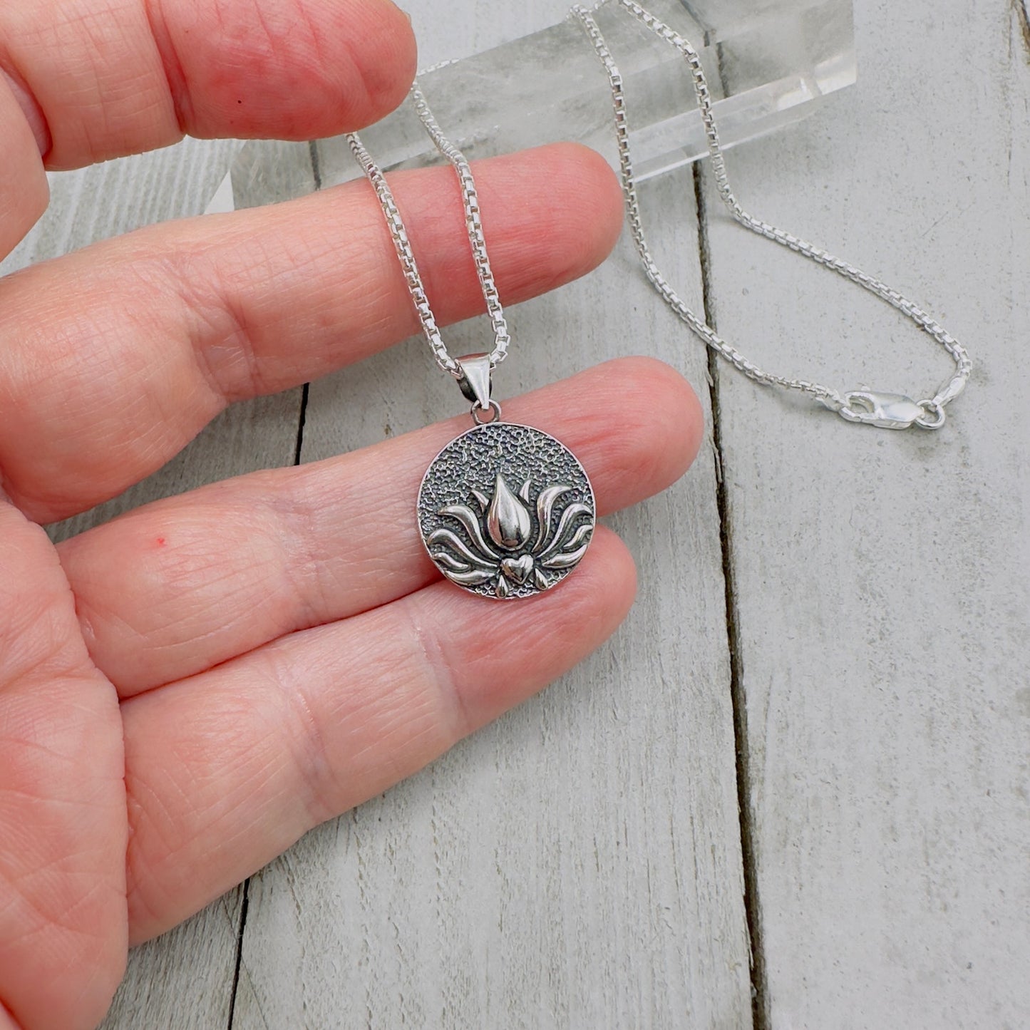 Sterling Silver Lotus Necklace Flower Necklace Boho