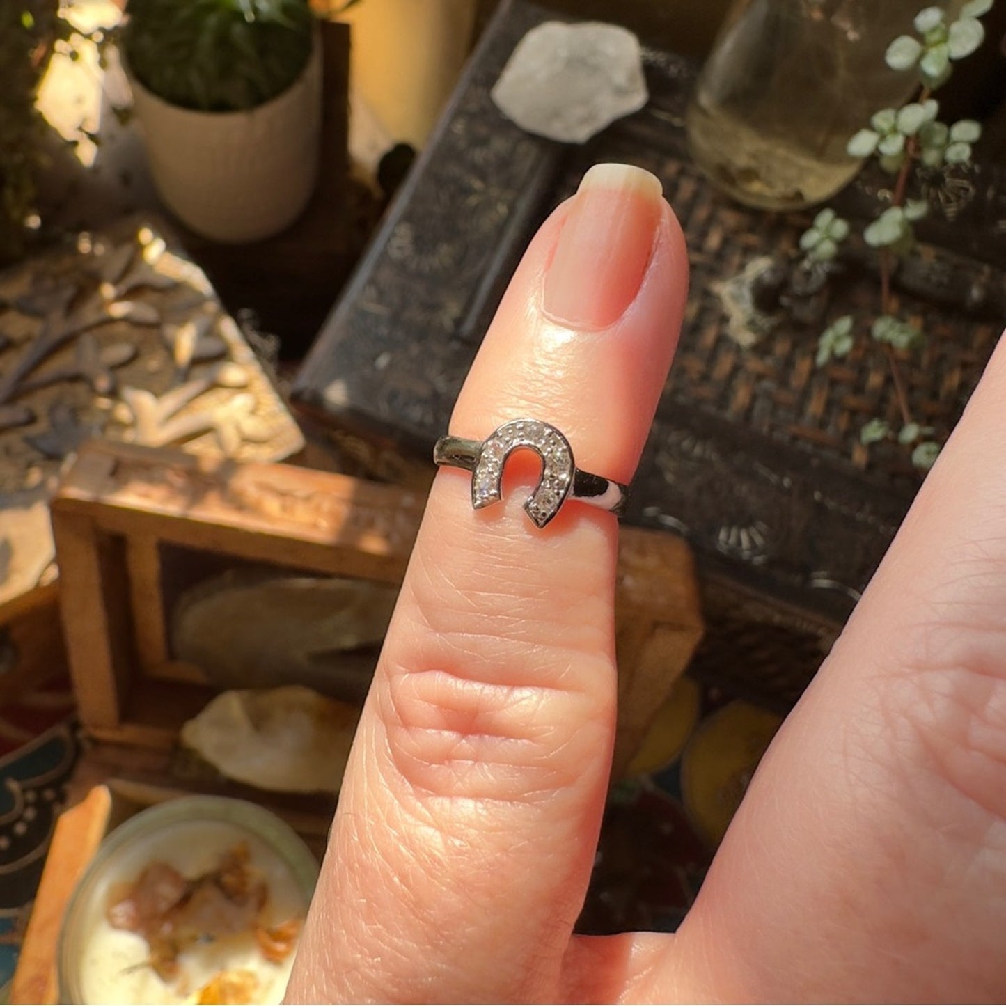 Horse Shoe CZ Sterling Silver Toe Ring