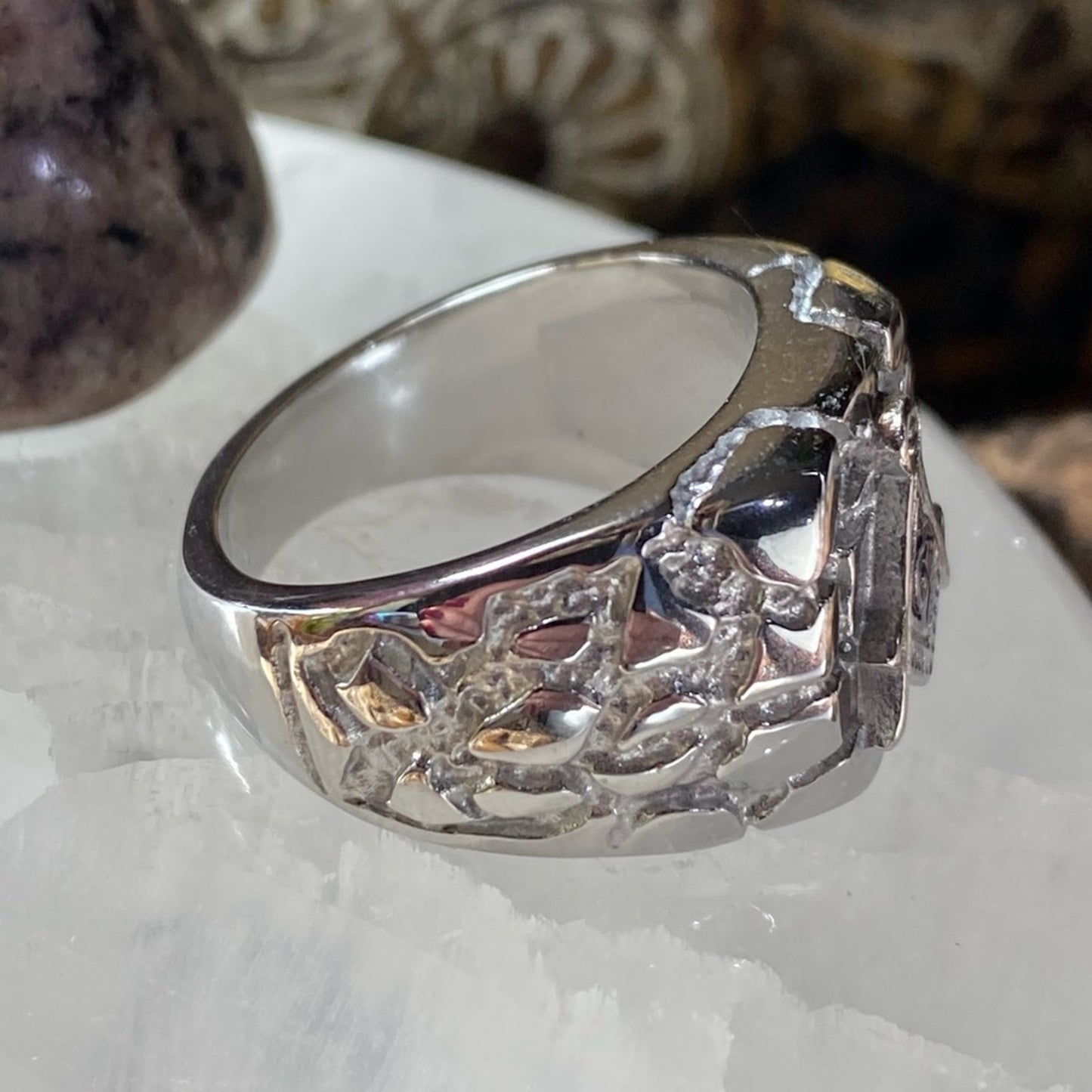 Men's Stainless Steel Masonic  Nugget Ring