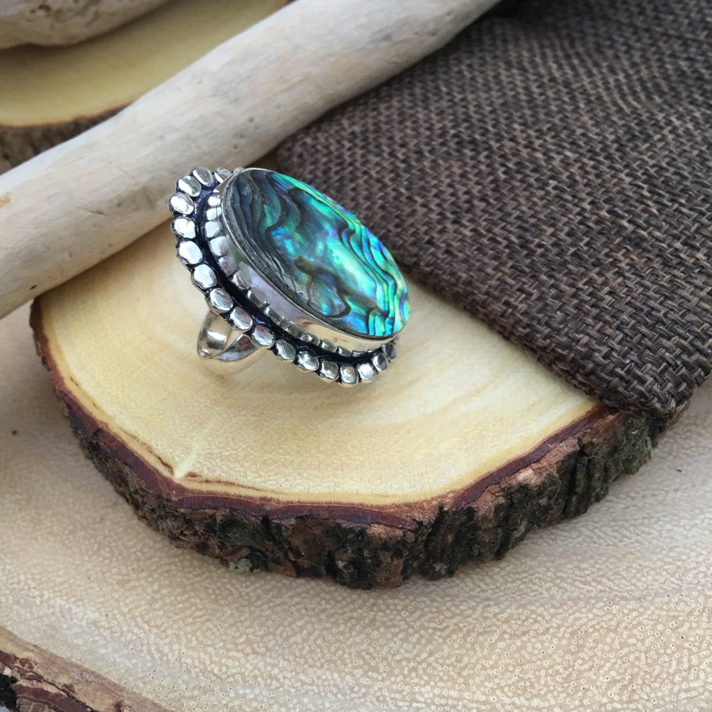 Abalone Sterling Silver Ring Size 7