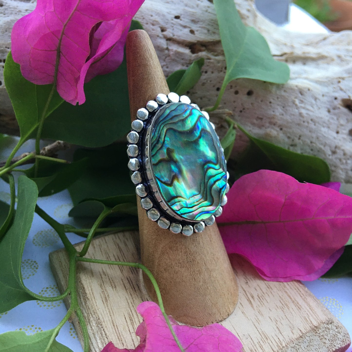 Abalone Sterling Silver Ring Size 7
