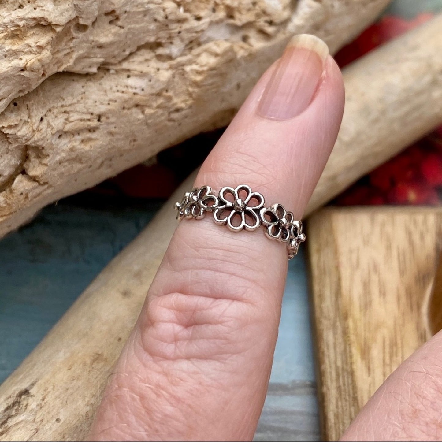 Sterling Silver Flower Toe Ring
