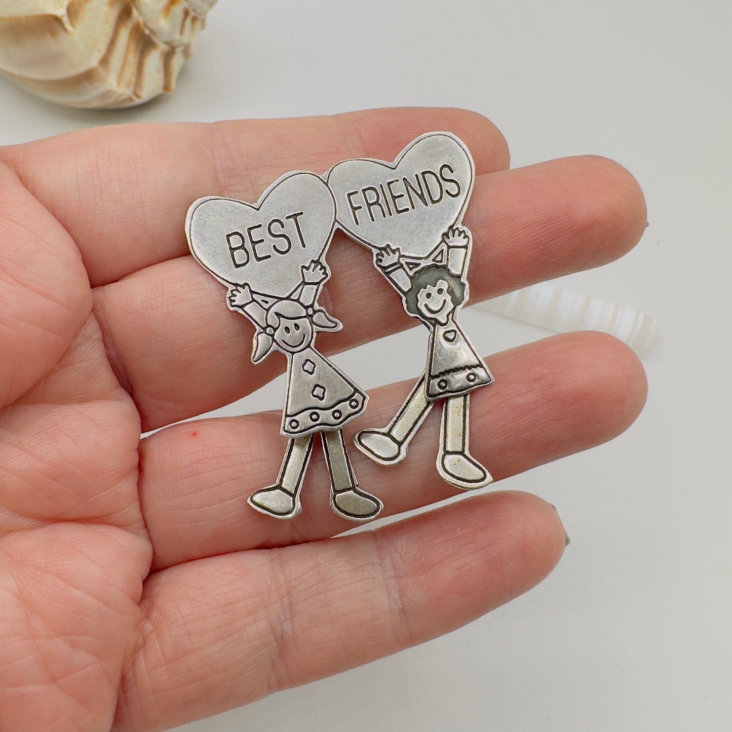 Vintage Best Friends Sterling Silver Mexican Pin