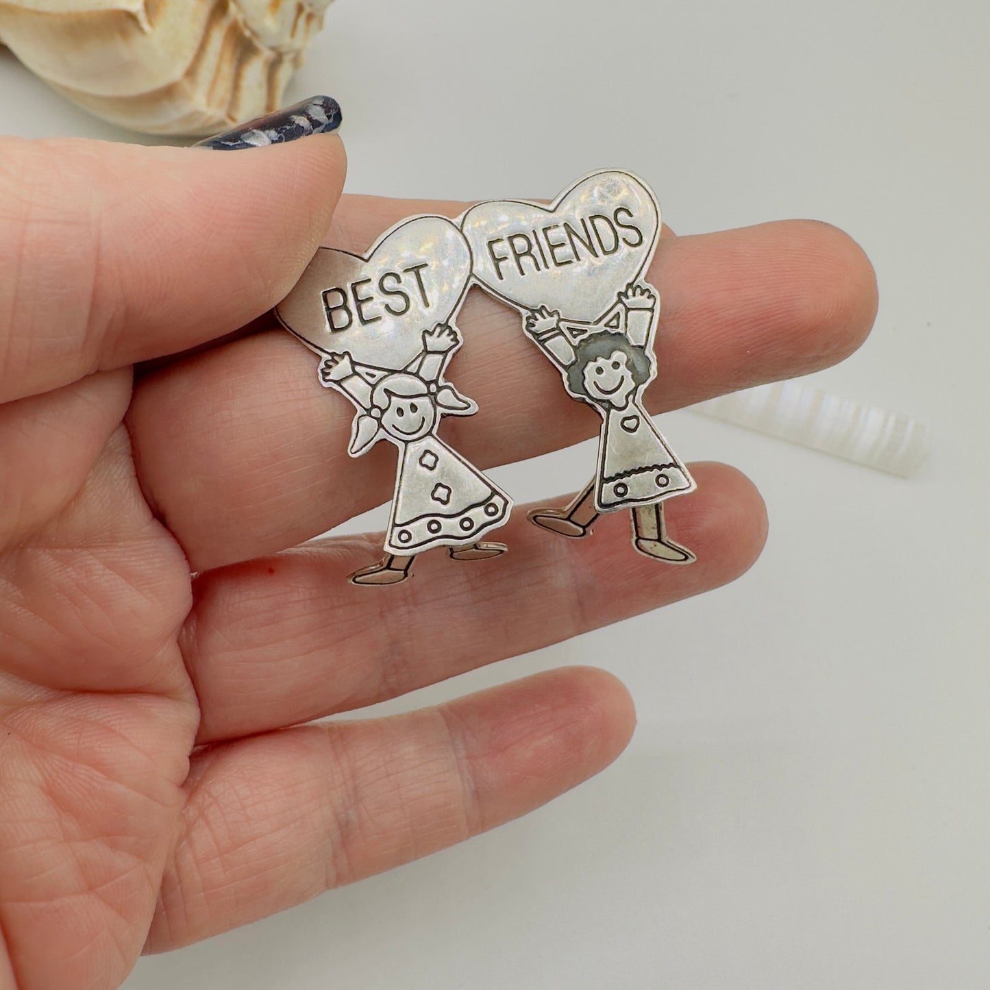 Vintage Best Friends Sterling Silver Mexican Pin