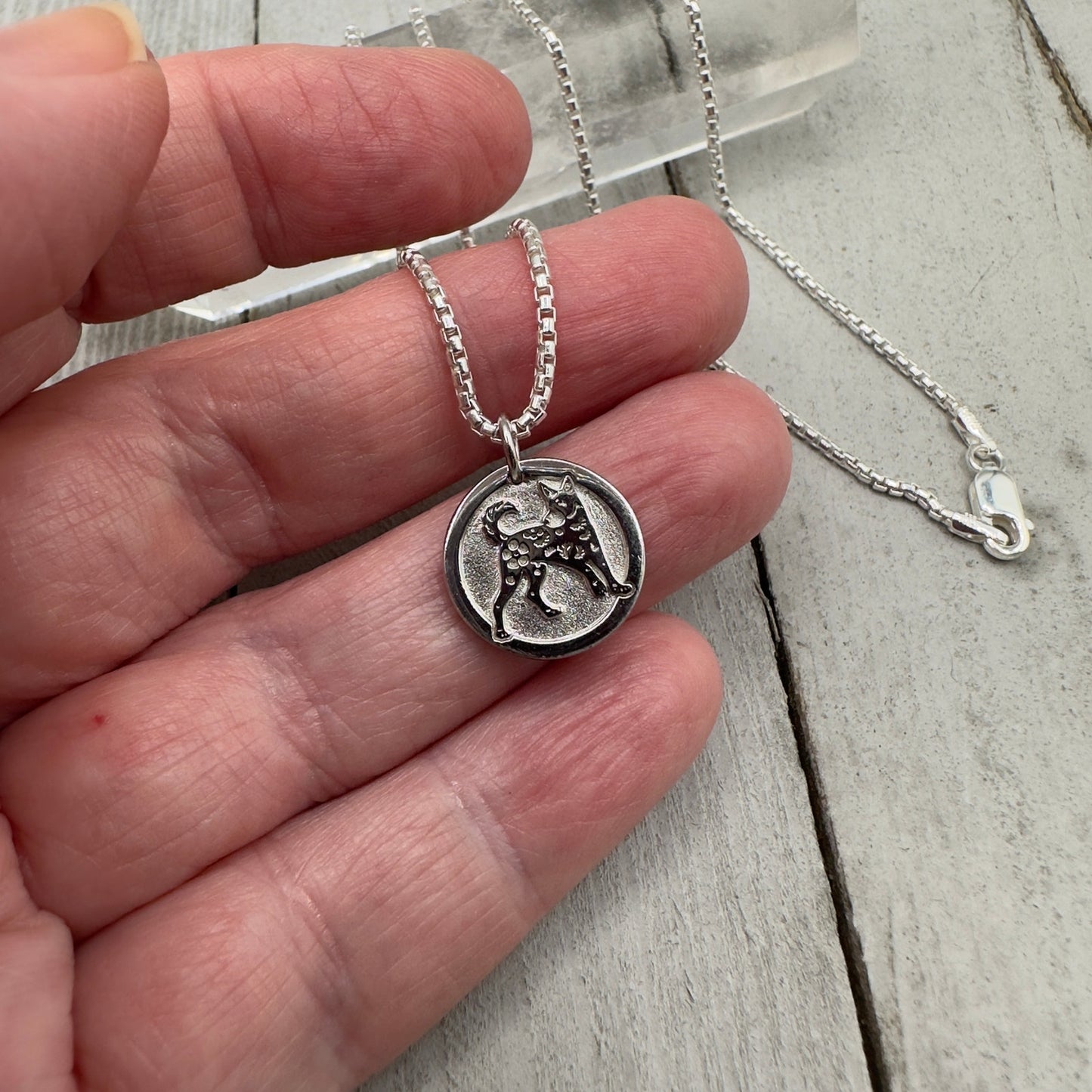 Chinese Zodiac Dog Pendant Necklace Sterling Silver