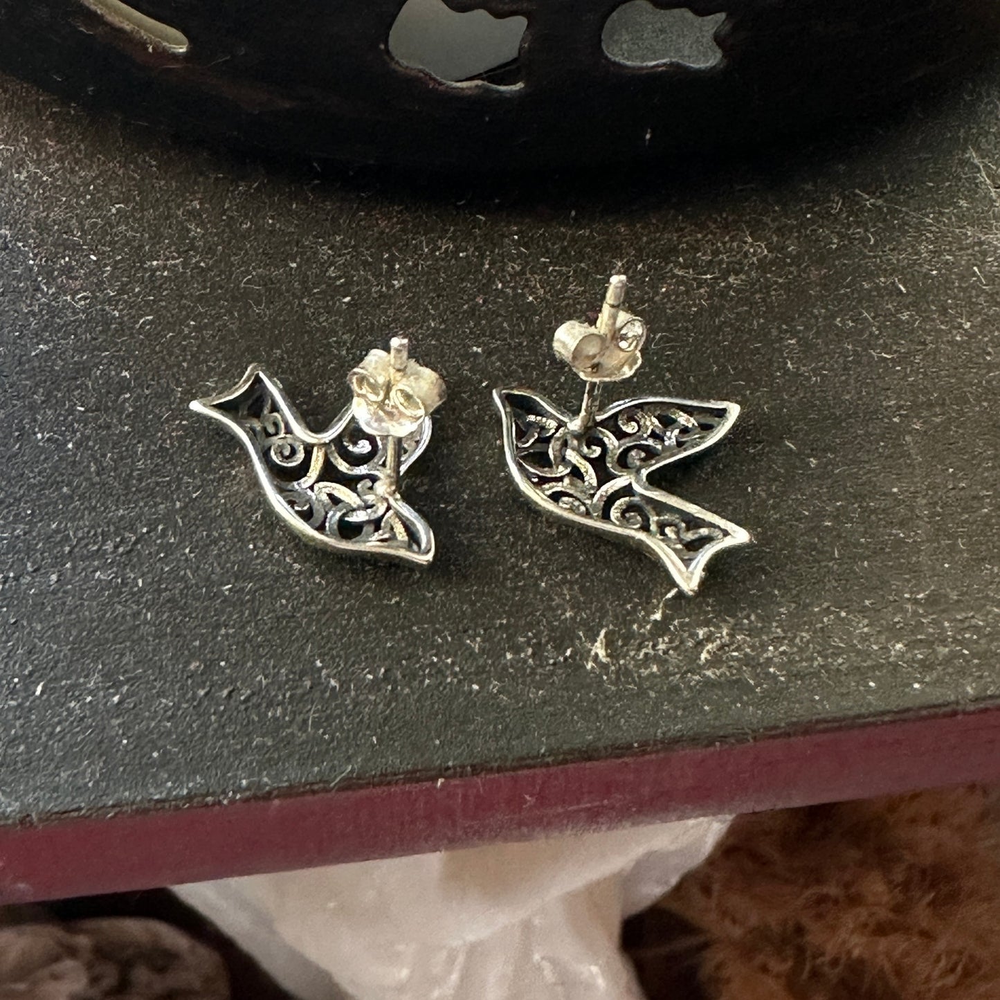 Sparrow Filigree Sterling Silver Bird Stud Earrings