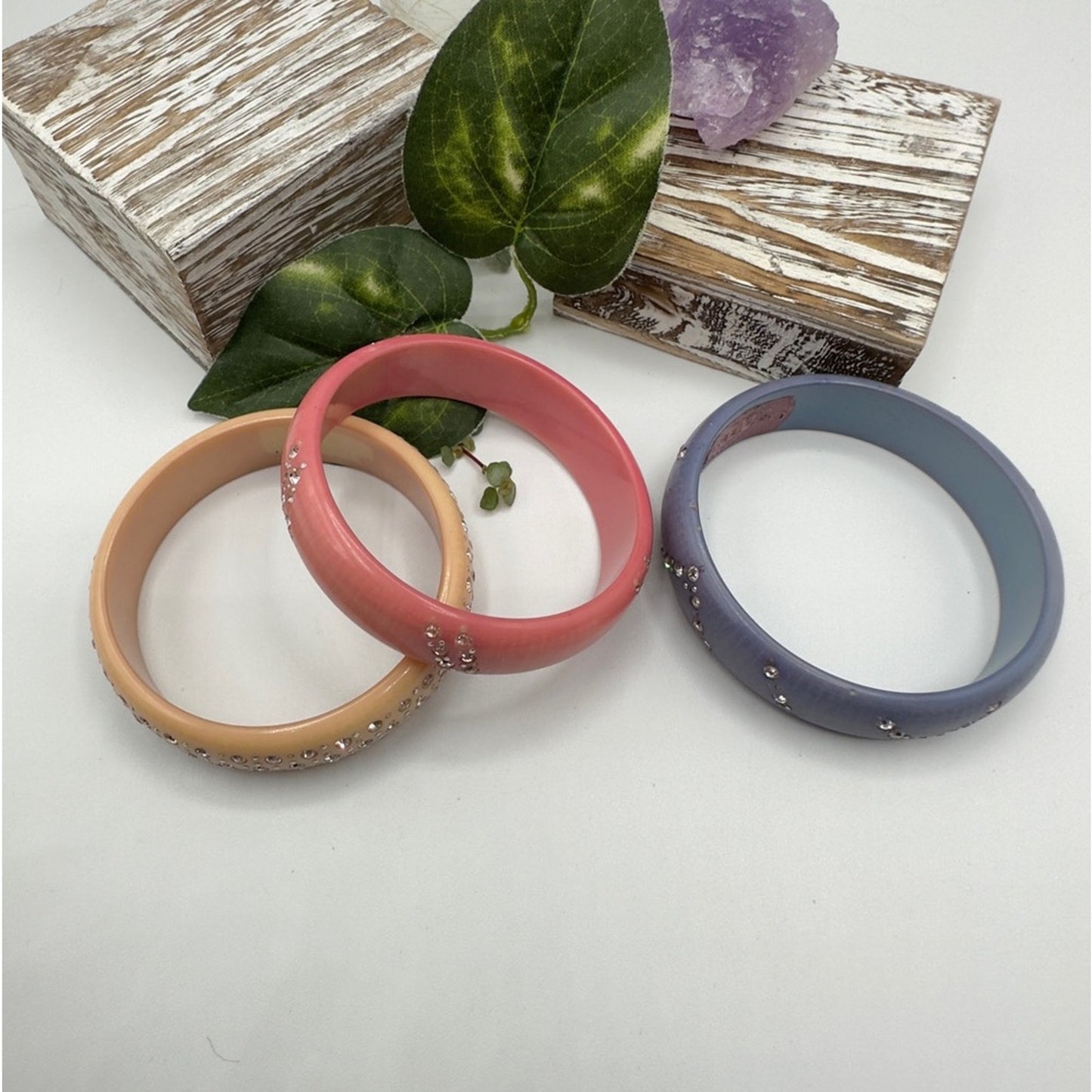 Vintage Resin Crystal Bangle Bracelet Bundle