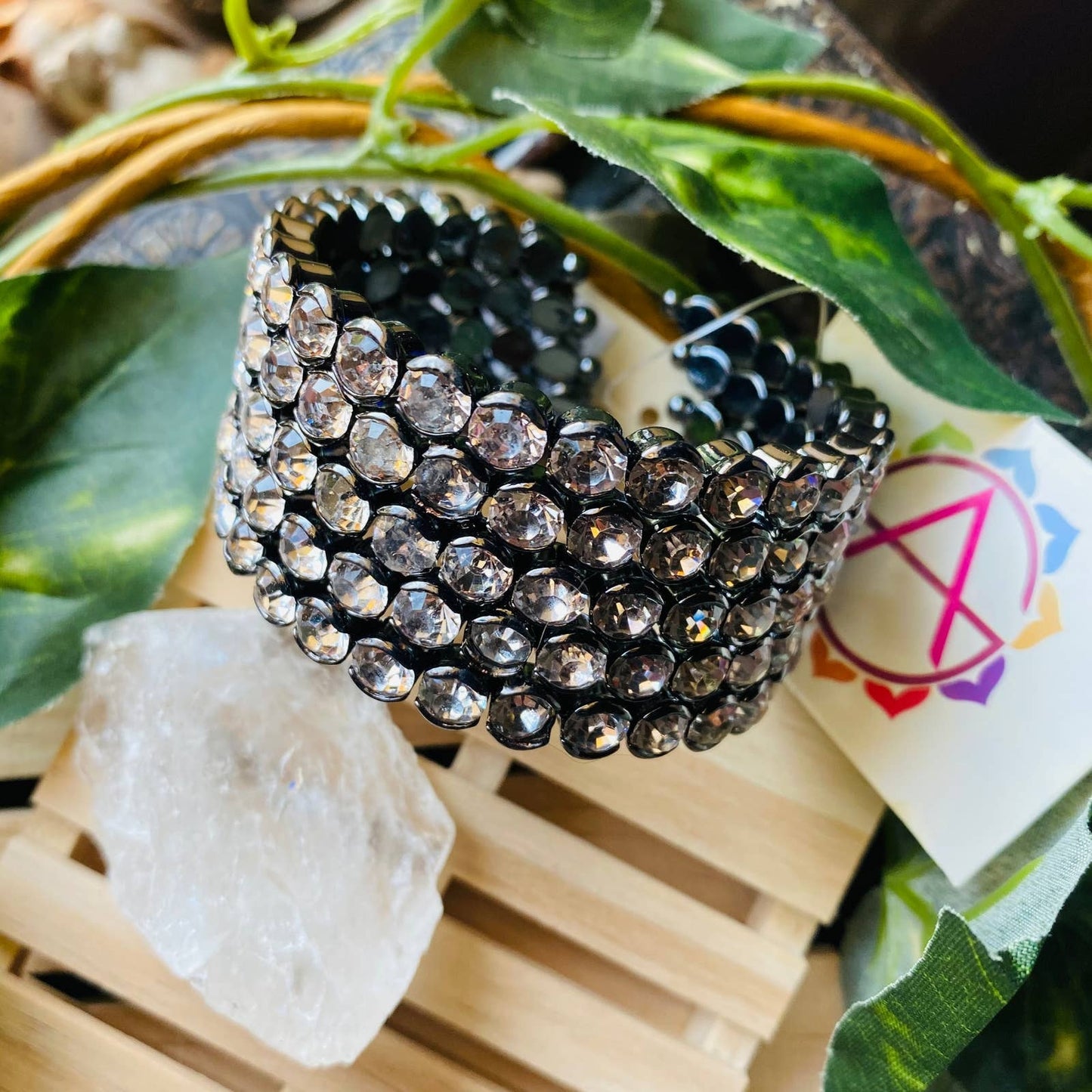 Amrita Singh Clear Austrian Crystal Gun Metal Cuff
