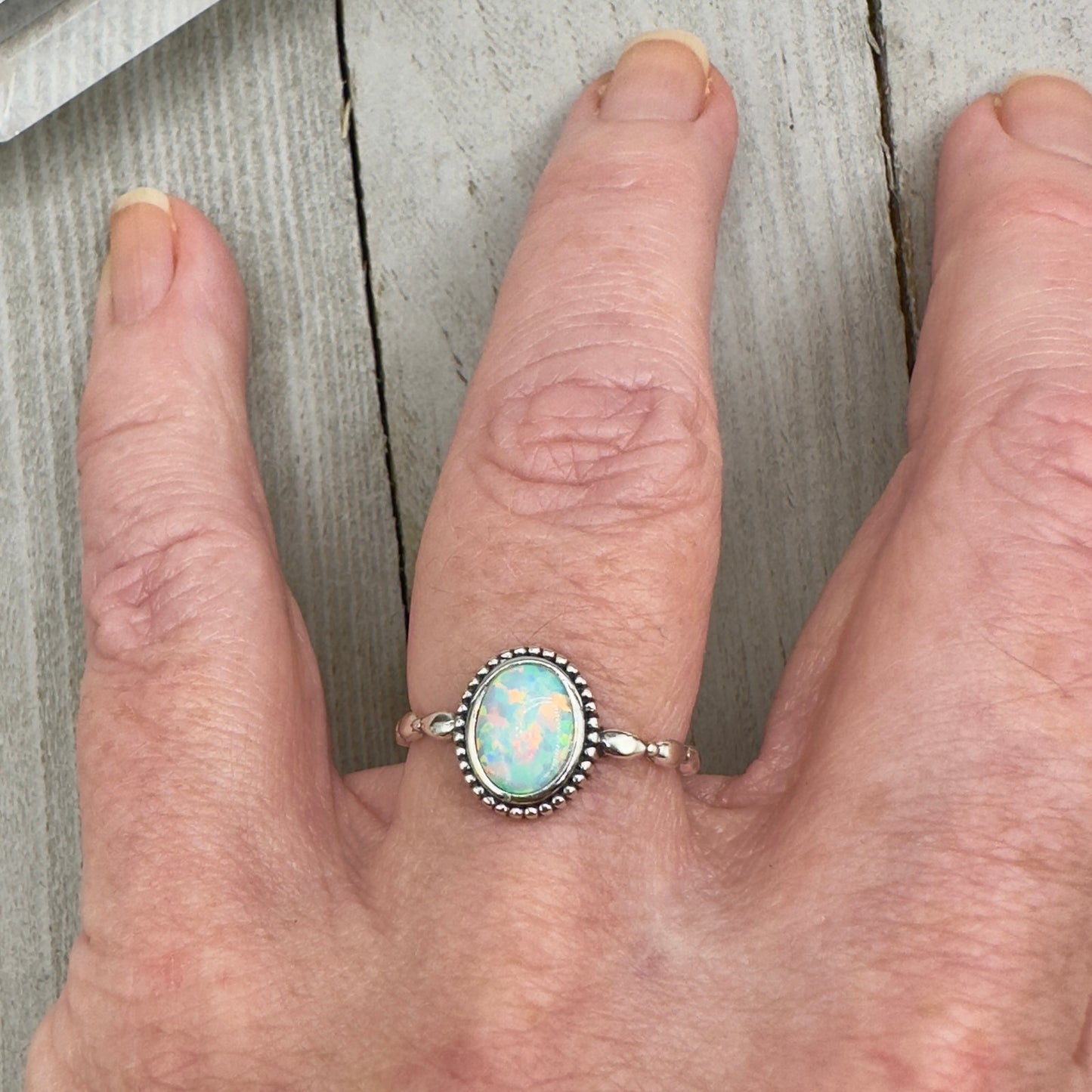 Lab Opal Sterling Silver Ring