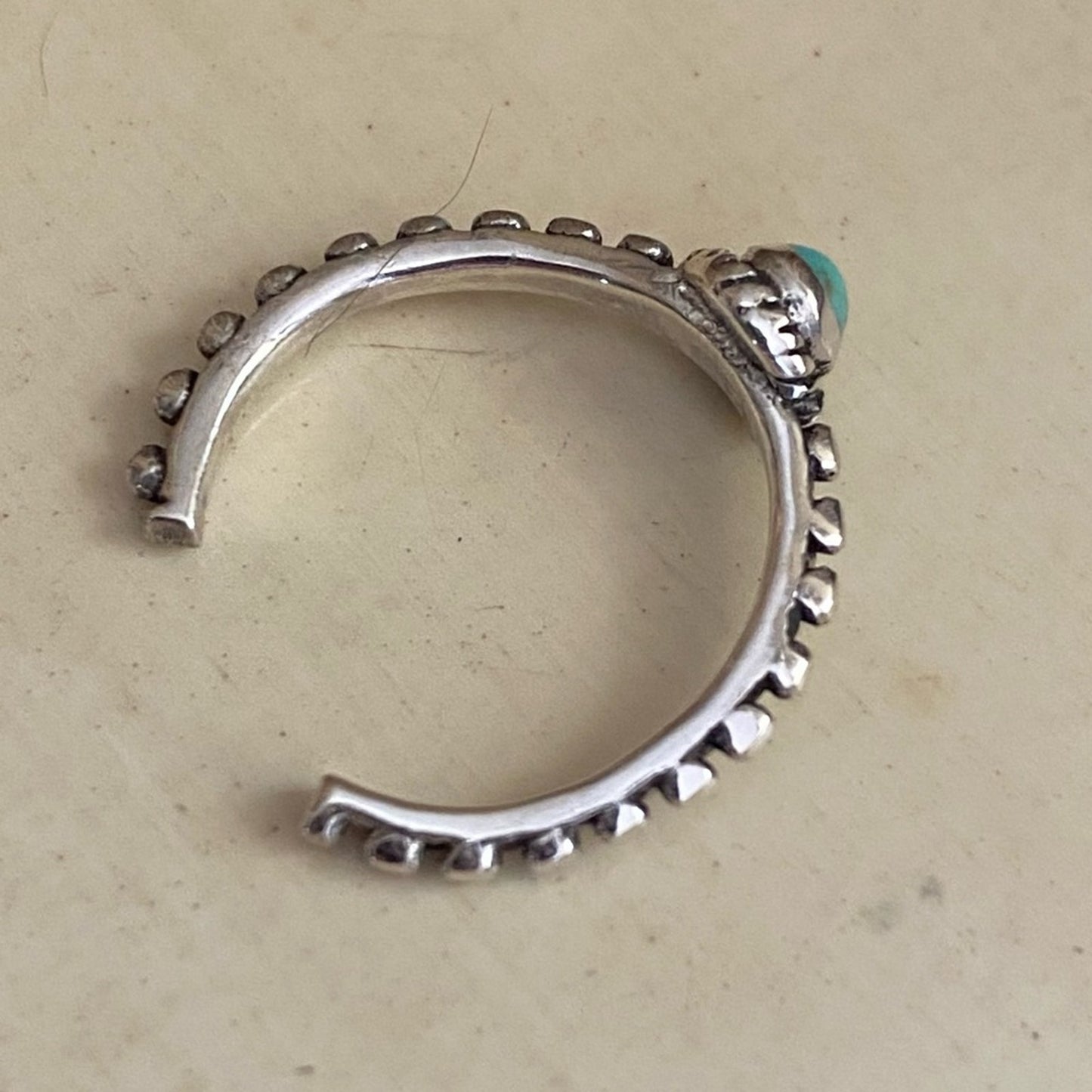 Sterling Silver Bali Style Turquoise Toe Ring Adjustable