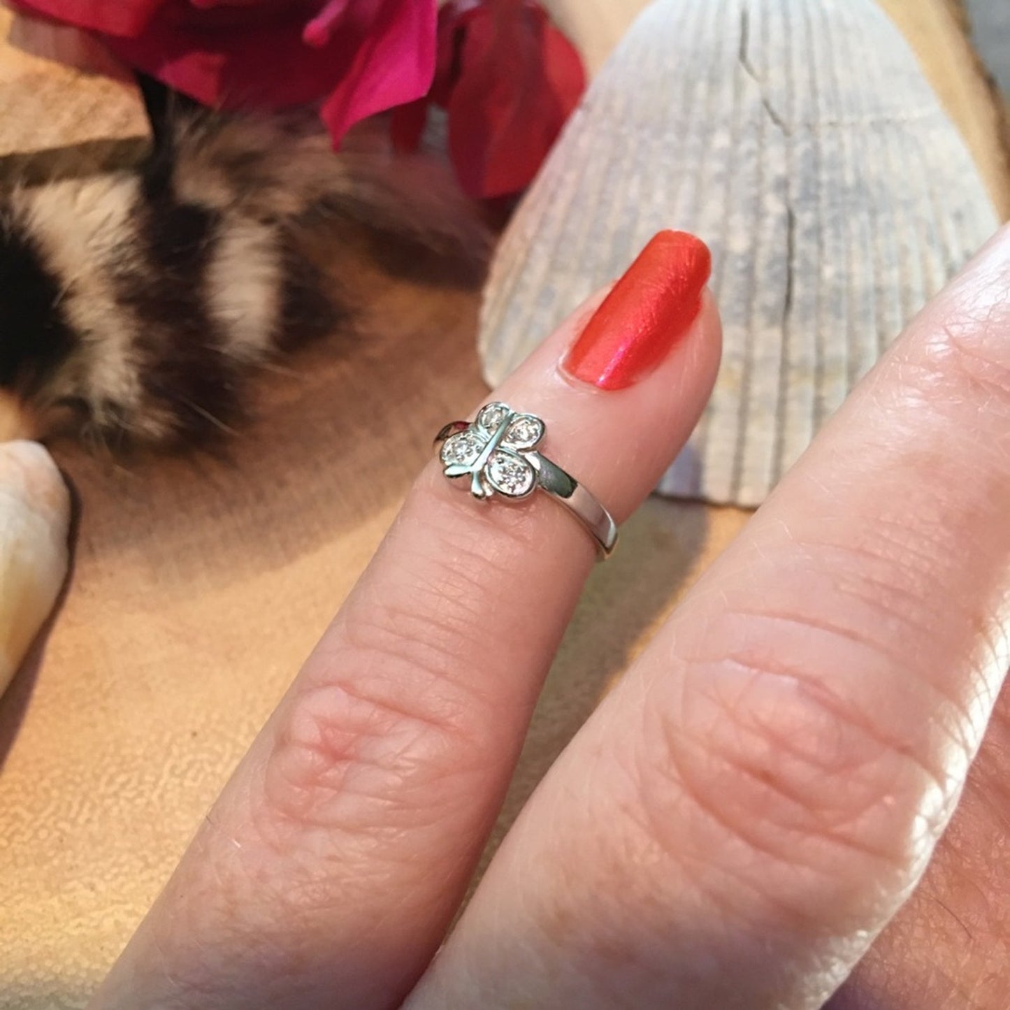 Sterling Silver Butterfly CZ Toe Ring Midi Ring