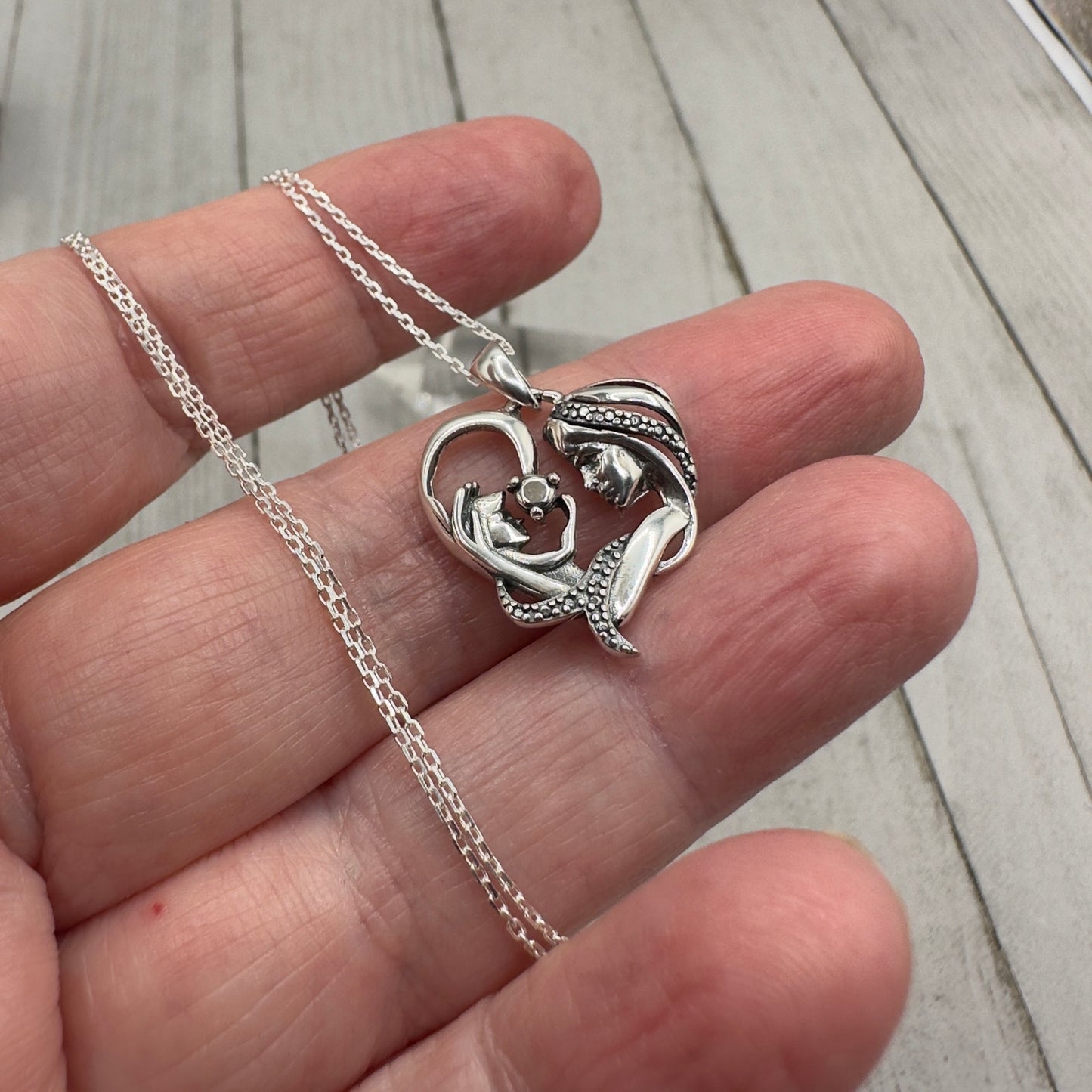 Mother & Child Sterling Silver Necklace