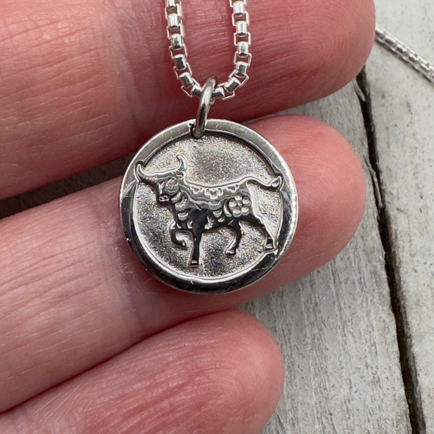 Chinese Zodiac Year of The Ox Pendant Necklace Sterling Silver