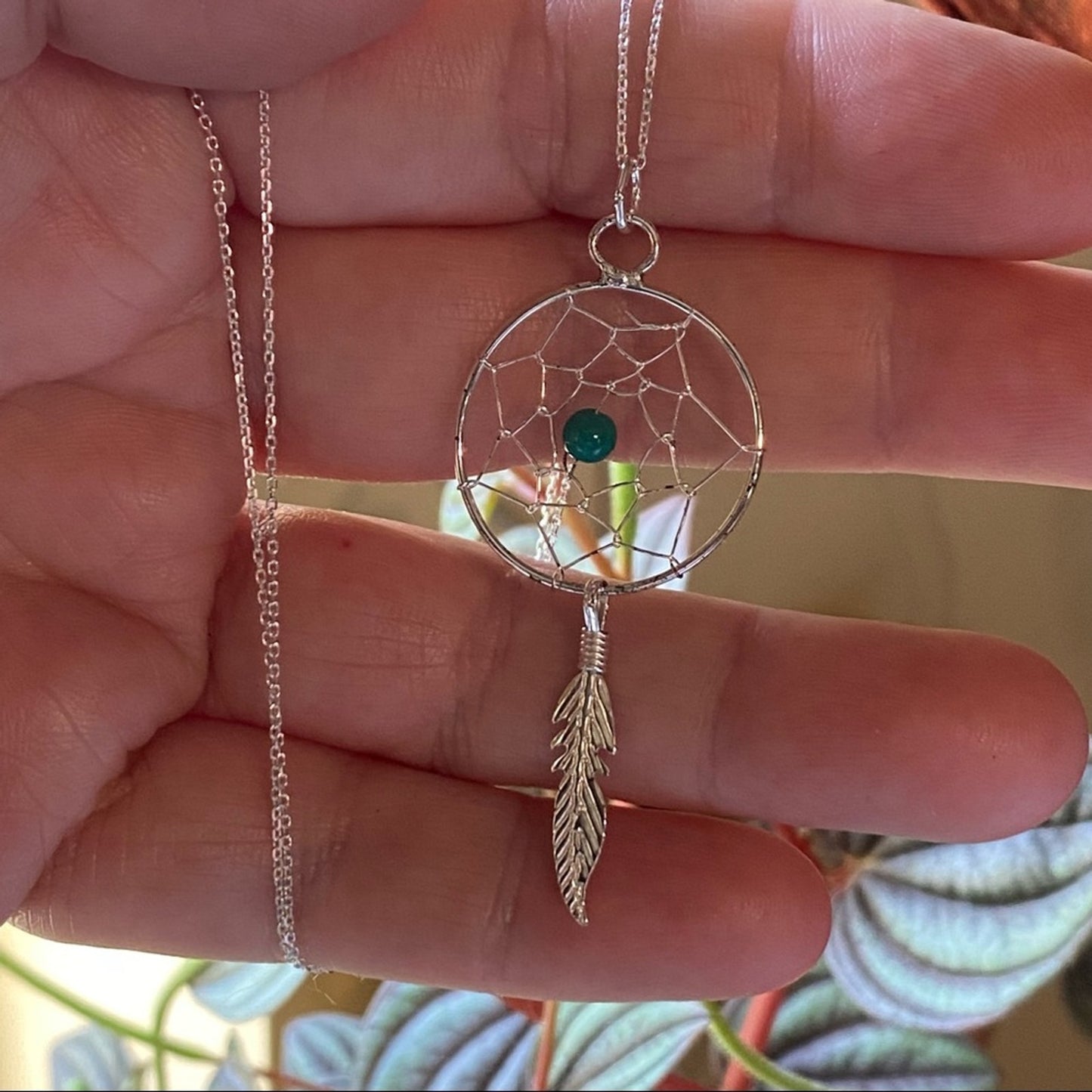 Dream Catcher Turquoise Sterling Silver Necklace