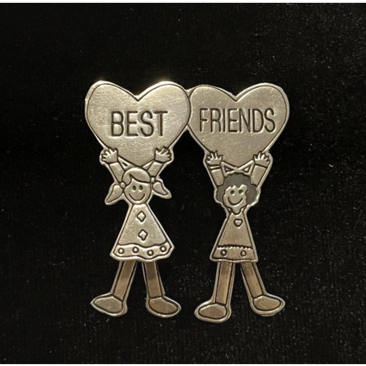 Vintage Best Friends Sterling Silver Mexican Pin