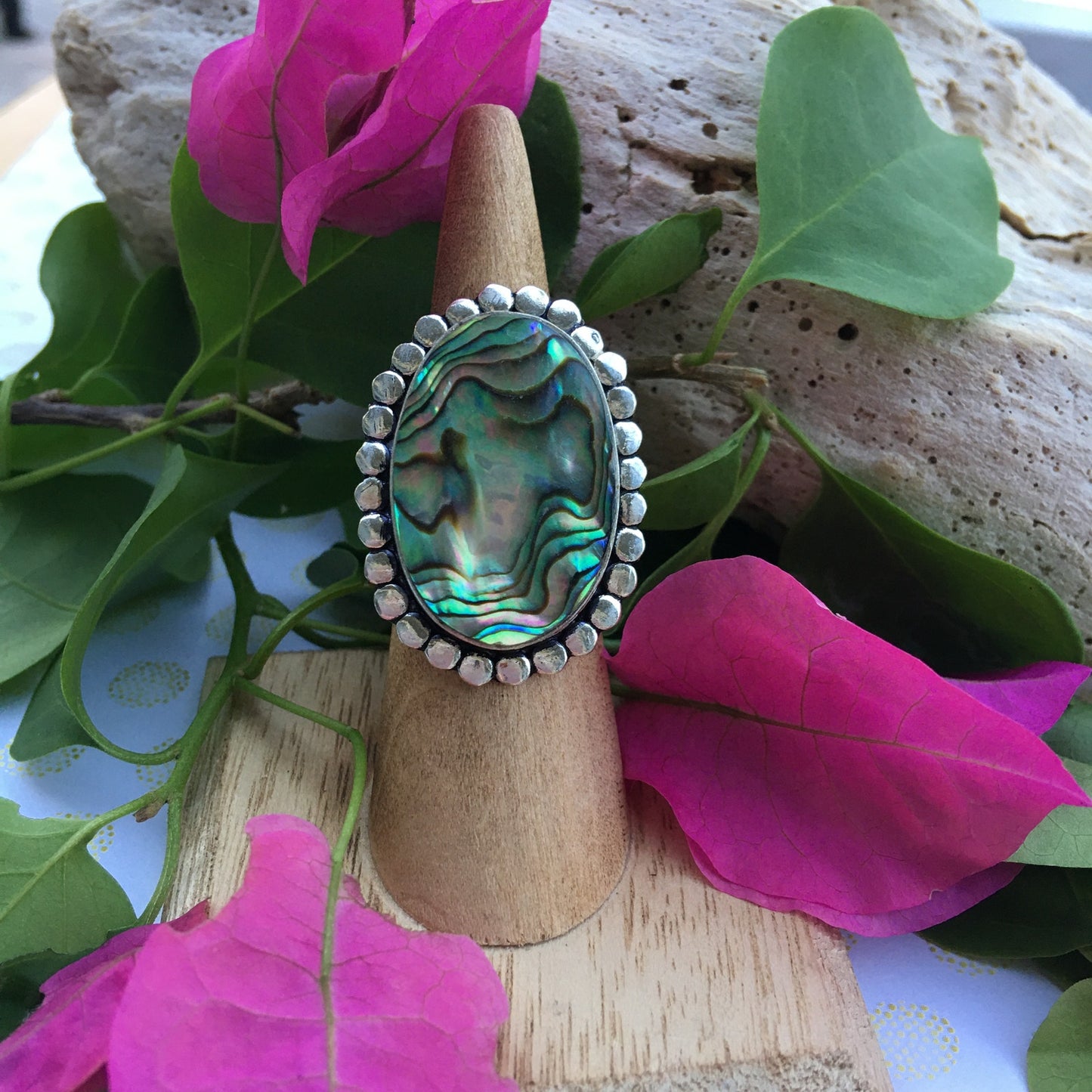 Abalone Sterling Silver Ring Size 7