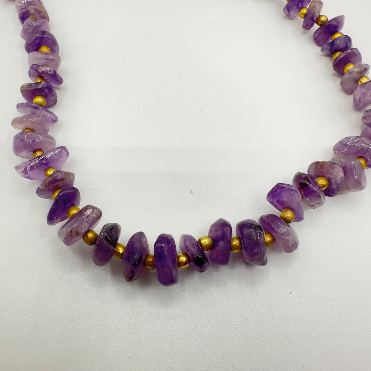 Vintage Natural Amethyst Chip Necklace Barrel Clasp