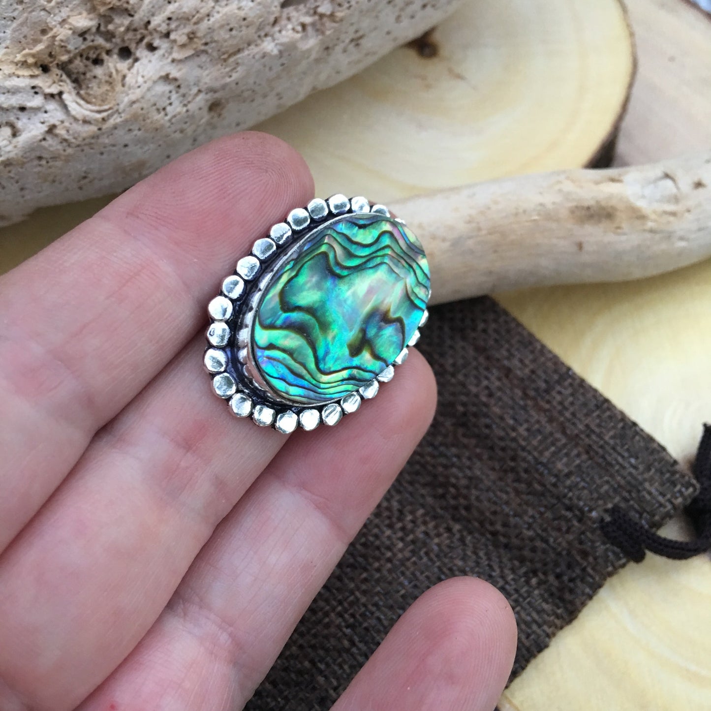 Abalone Sterling Silver Ring Size 7
