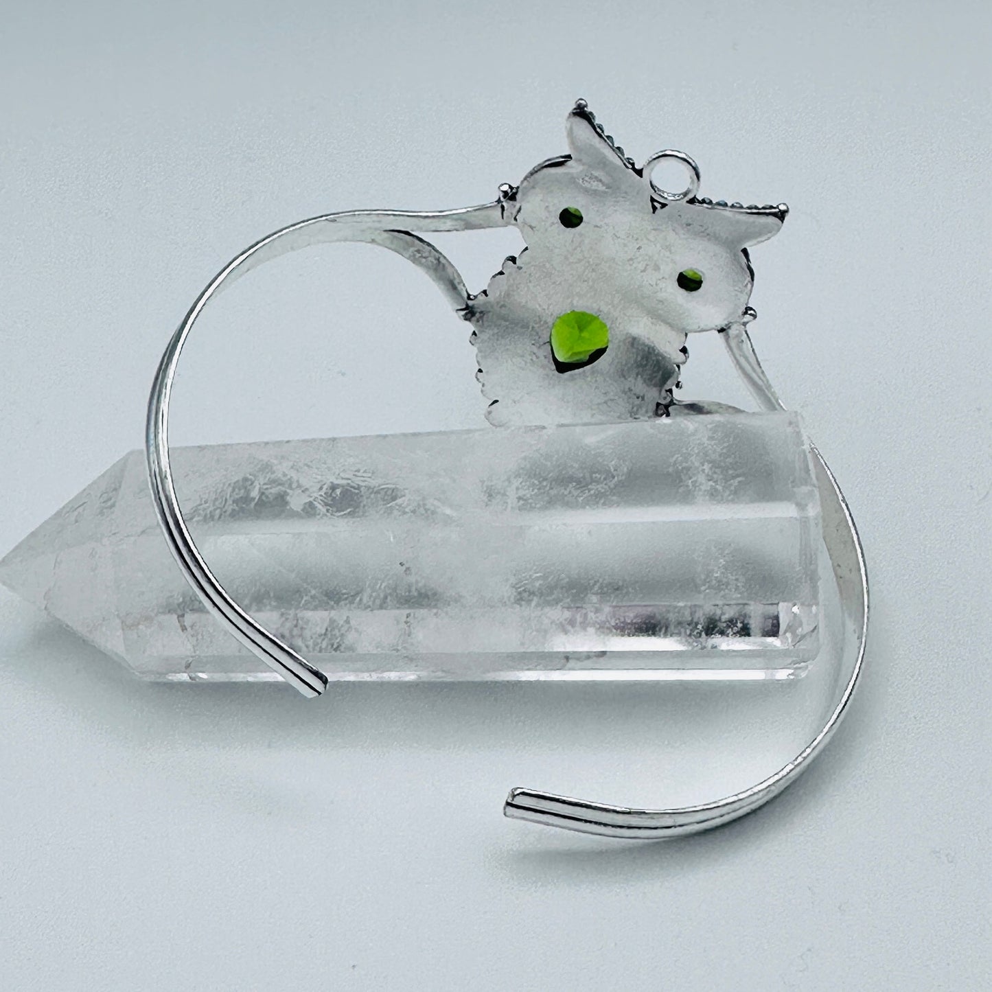 Peridot 925 Silver Plated Vintage Owl Adjustable Cuff Bangle Bracelet