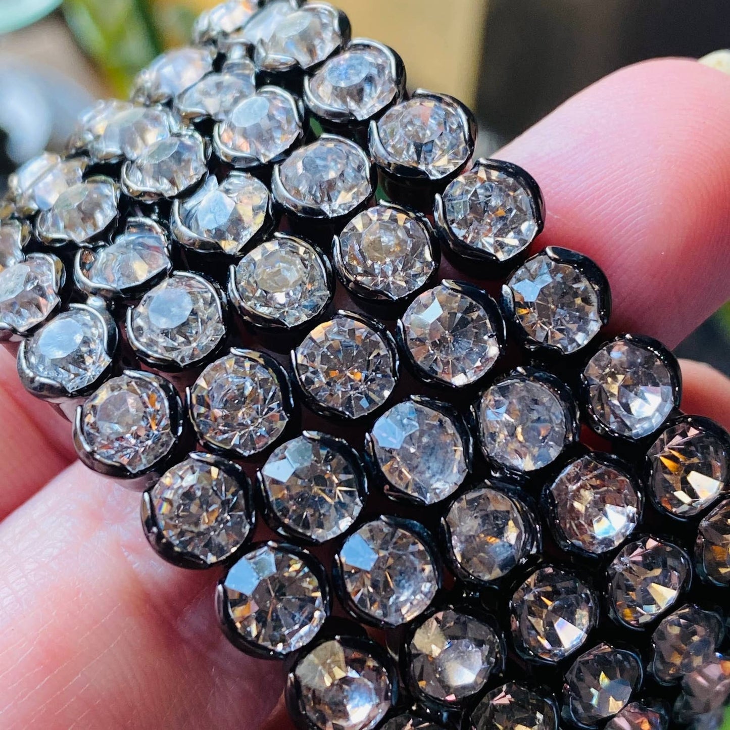 Amrita Singh Clear Austrian Crystal Gun Metal Cuff