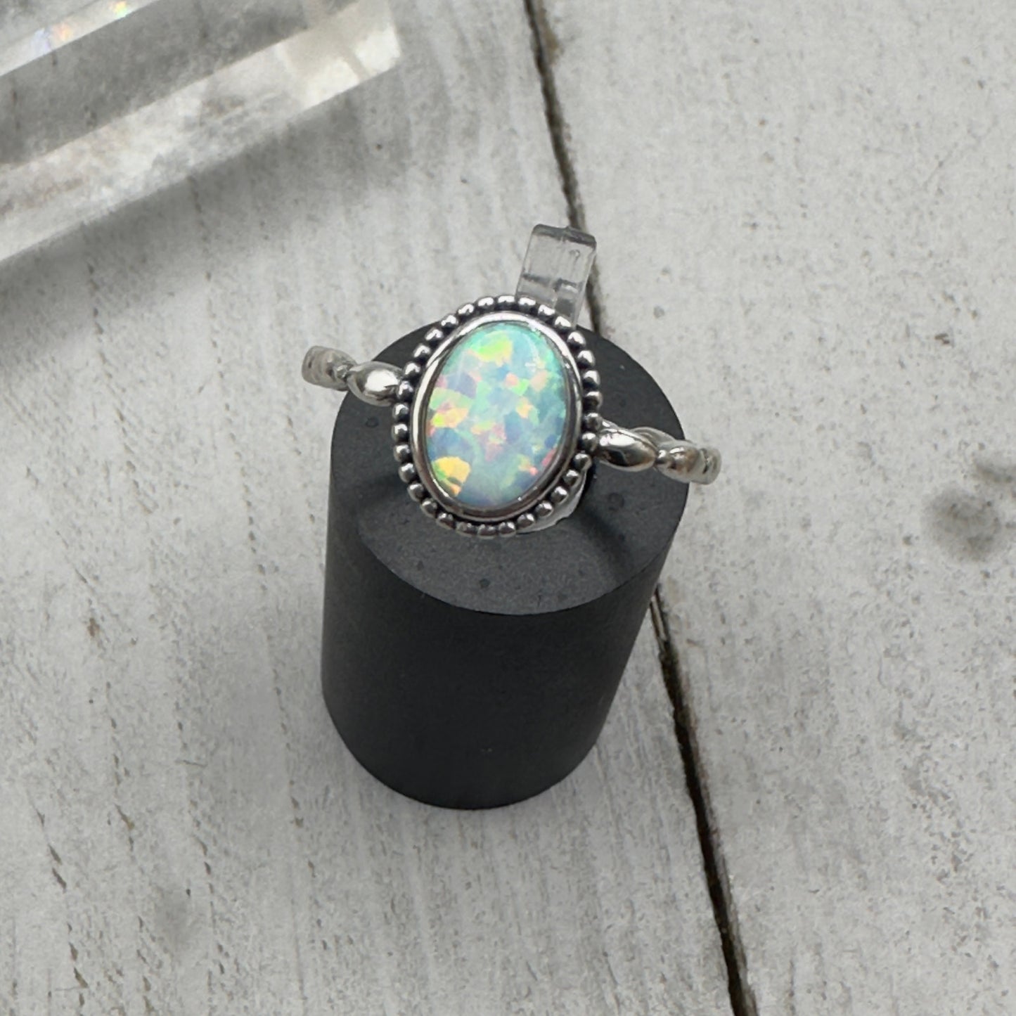 Lab Opal Sterling Silver Ring