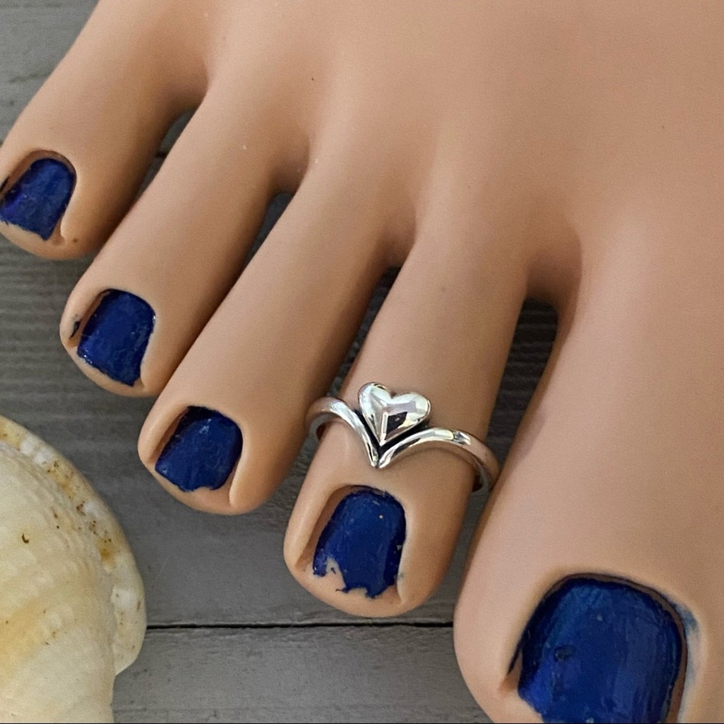 Sterling Silver Heart Toe Ring Midi Ring