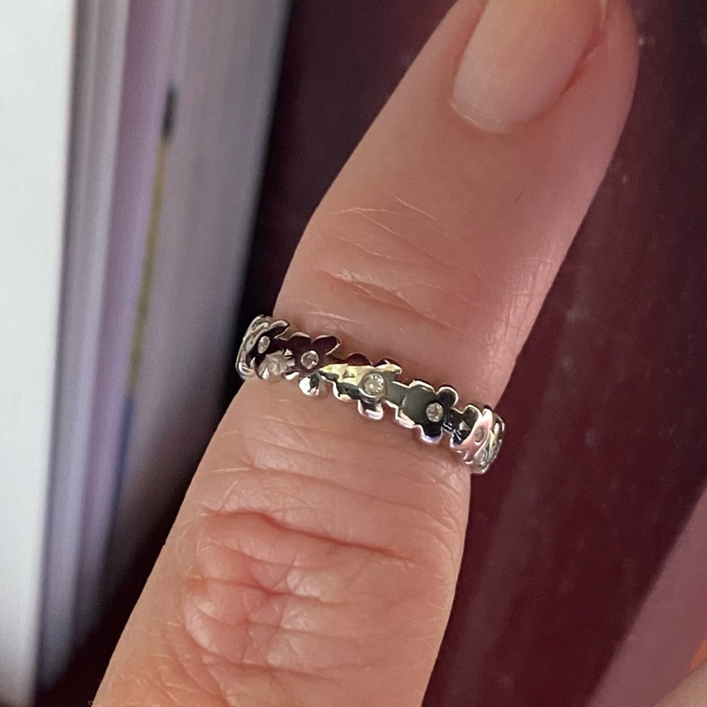 Sterling Silver Flower CZ Band Toe Ring