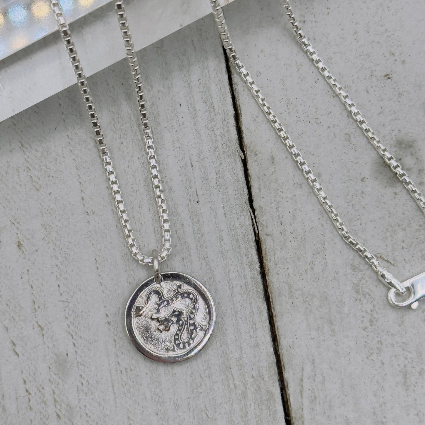 Chinese Zodiac Year of The Dragon Pendant Necklace Sterling Silver