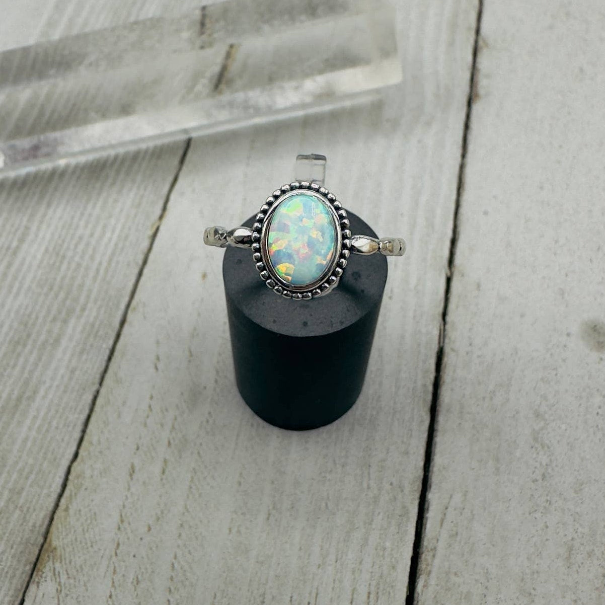 Lab Opal Sterling Silver Ring