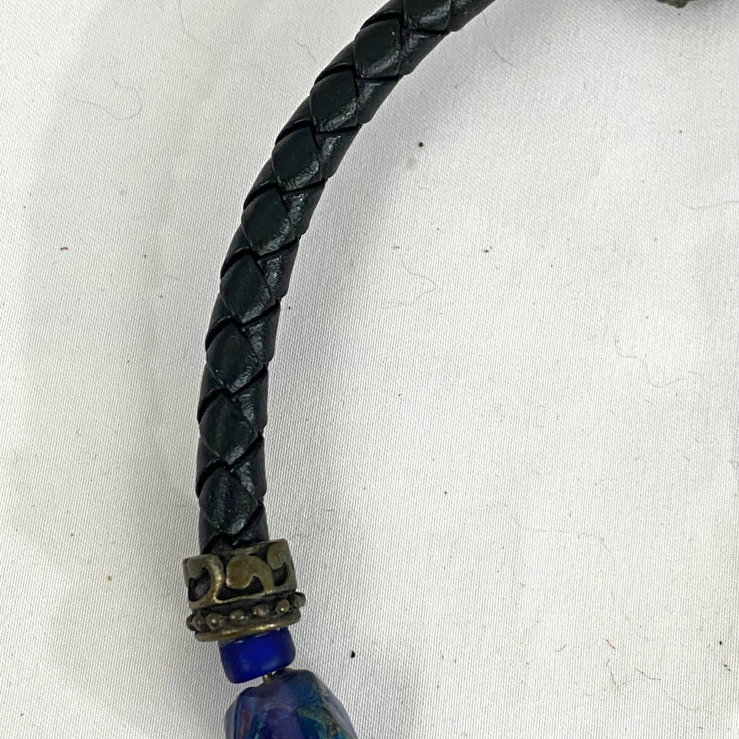 Vintage Chico’s Glass Leather Cuff Choker Necklace