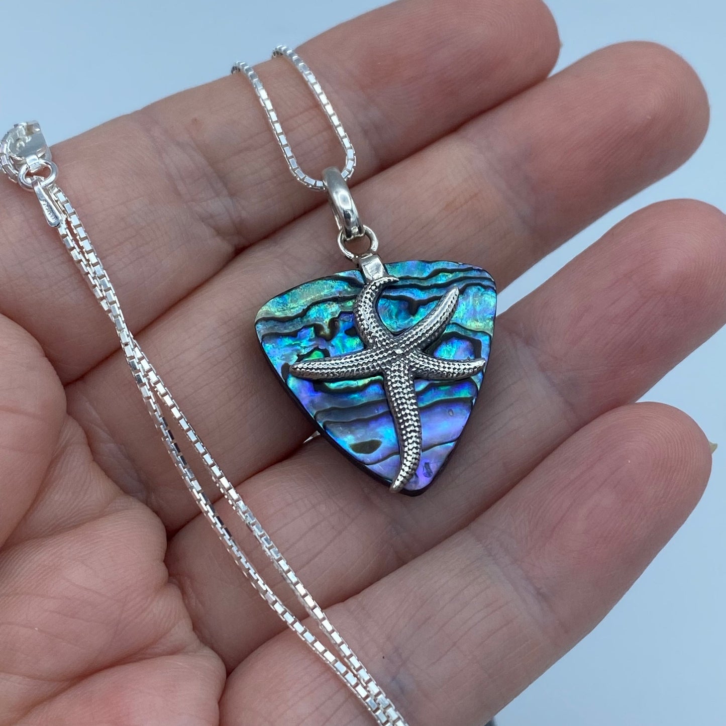 Mermaids Dream Abalone Sterling Silver Star Fish Necklace