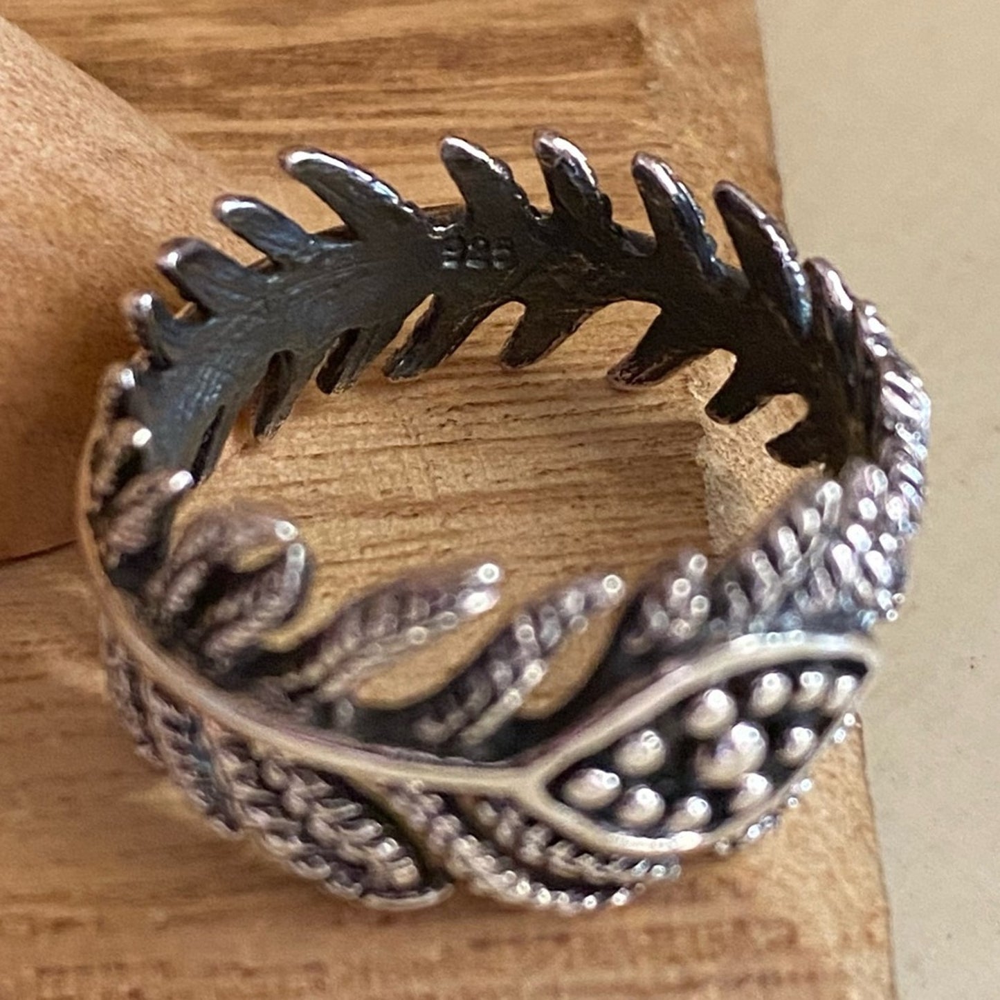 Evil Eye Leaves Boho Sterling Silver Ring