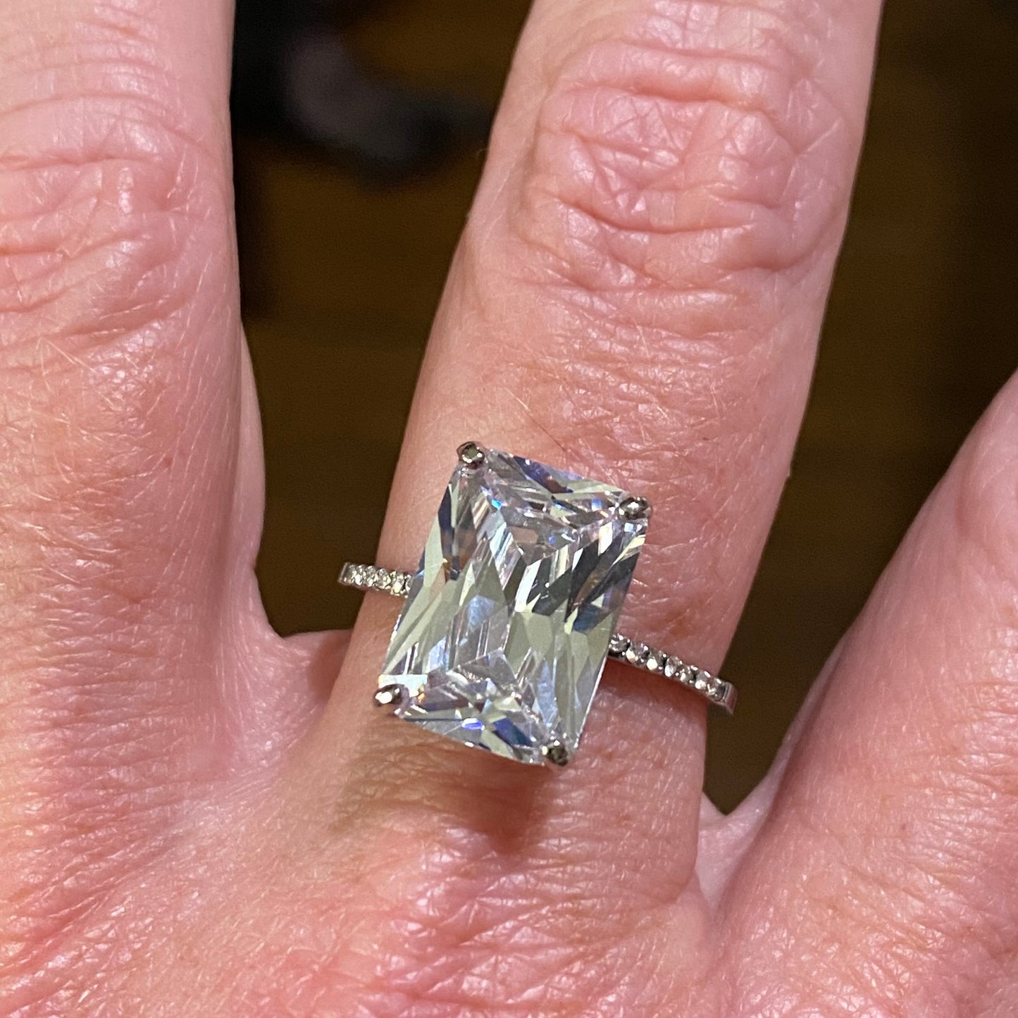 Stainless Steel High Polished Clear CZ Ring Sizes 6-10