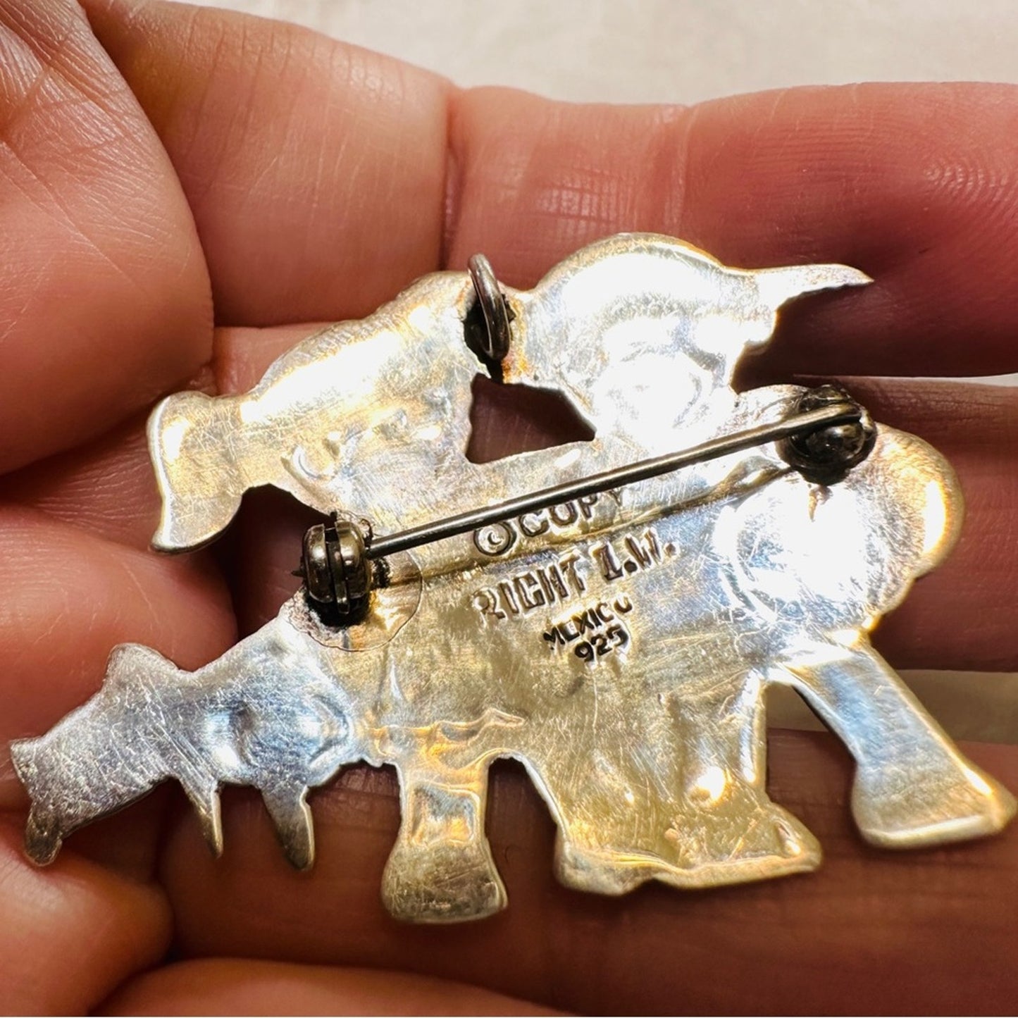 Vintage Sterling Silver Mexico Boy & Girl Pin/Brooch Pendant