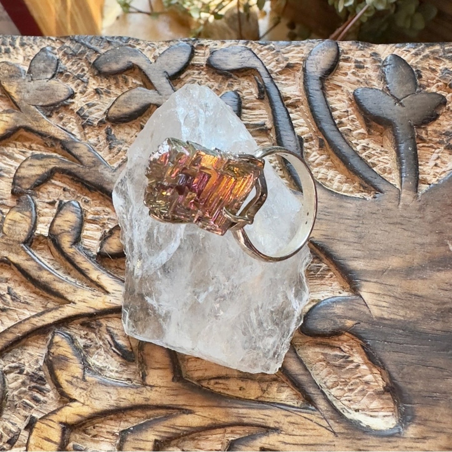 Bismuth Sterling Silver Crystal Gemstone Ring