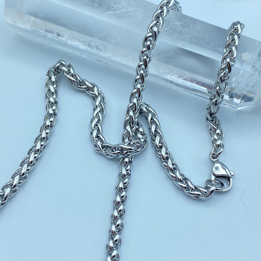 20 Inch Stainless Steel Wheat Chain With Lobster Claw Clasp, Unisex